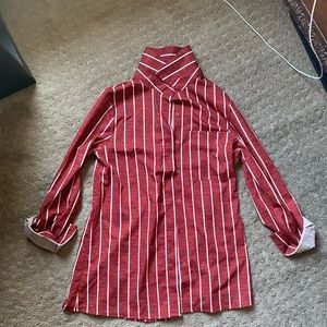 pinstriped button up (used ONCE size SMALL)